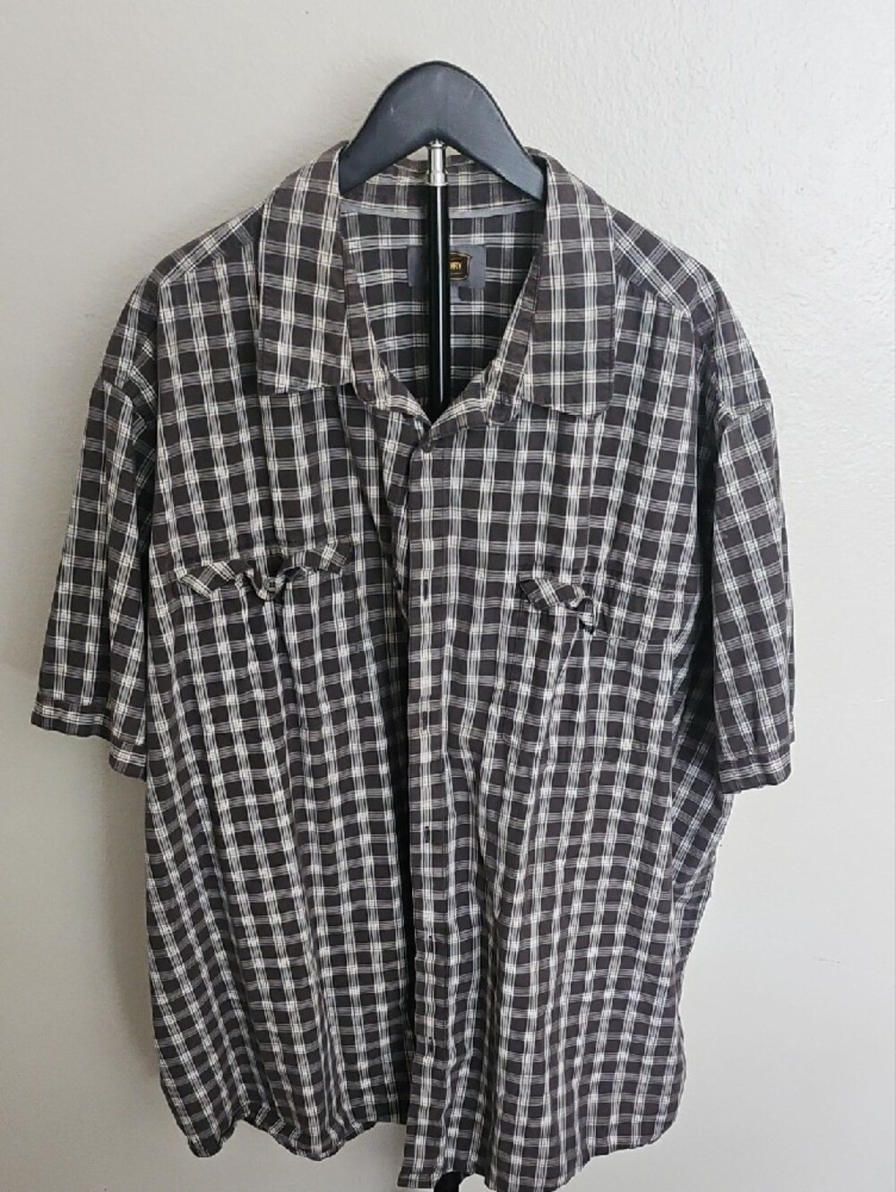 The Foundry Supply Co. Black and White Plaid Button-Down Shirt